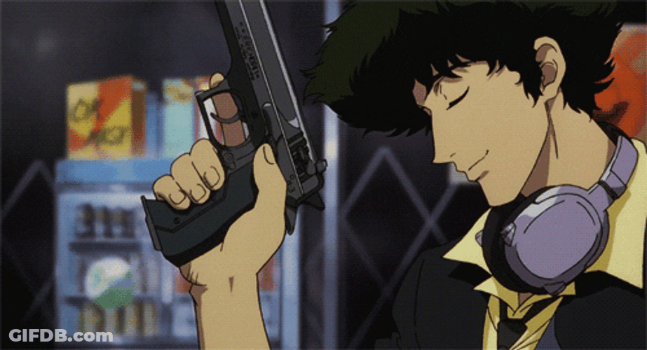 Spike Spiegel Showing Off His Gun GIF