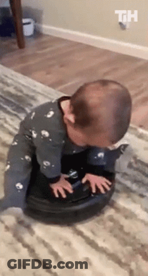 Spin Roomba Robot Vacuum Baby GIF