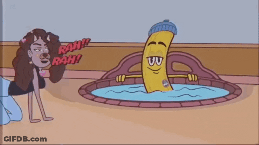Spinning Banana Relax In Jacuzzi GIF