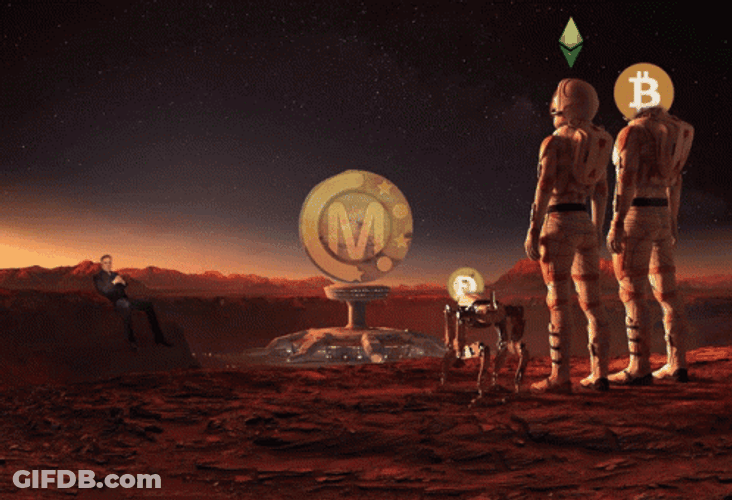 Spinning Bitcoin On Mars GIF