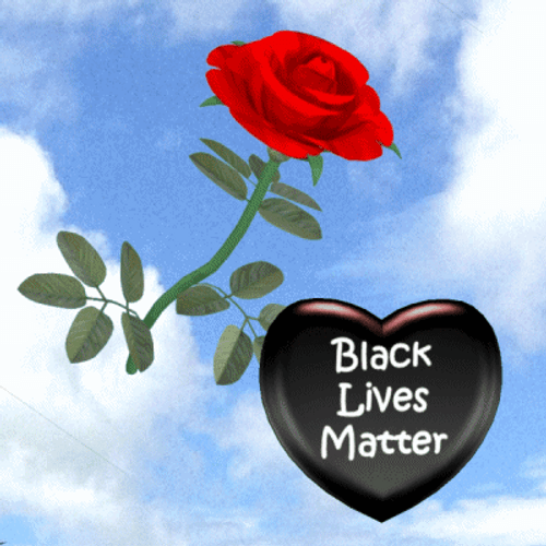 Spinning Black Heart With Rose GIF
