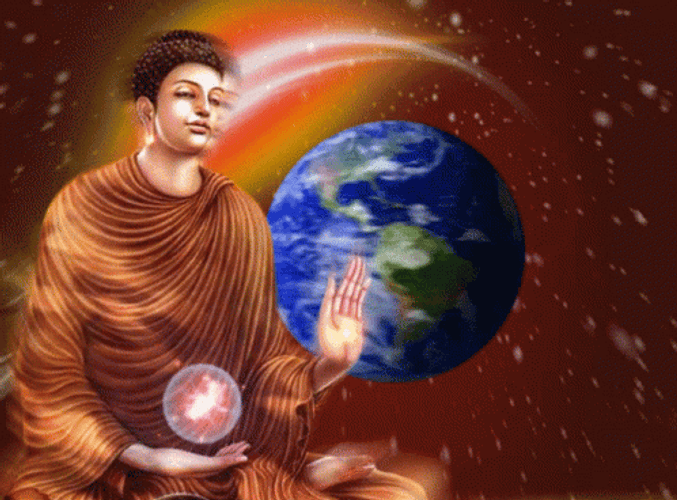 Spinning Buddha World Globe GIF