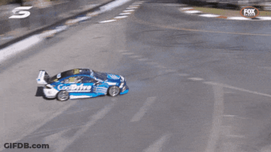 Spinning Car Crash On Race Track GIF