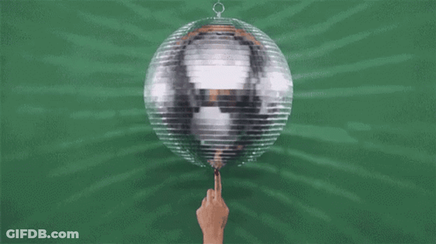 Spinning Disco On Ball Finger GIF
