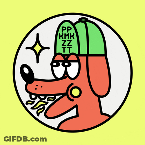 Spinning Dog Head Changing Colors GIF