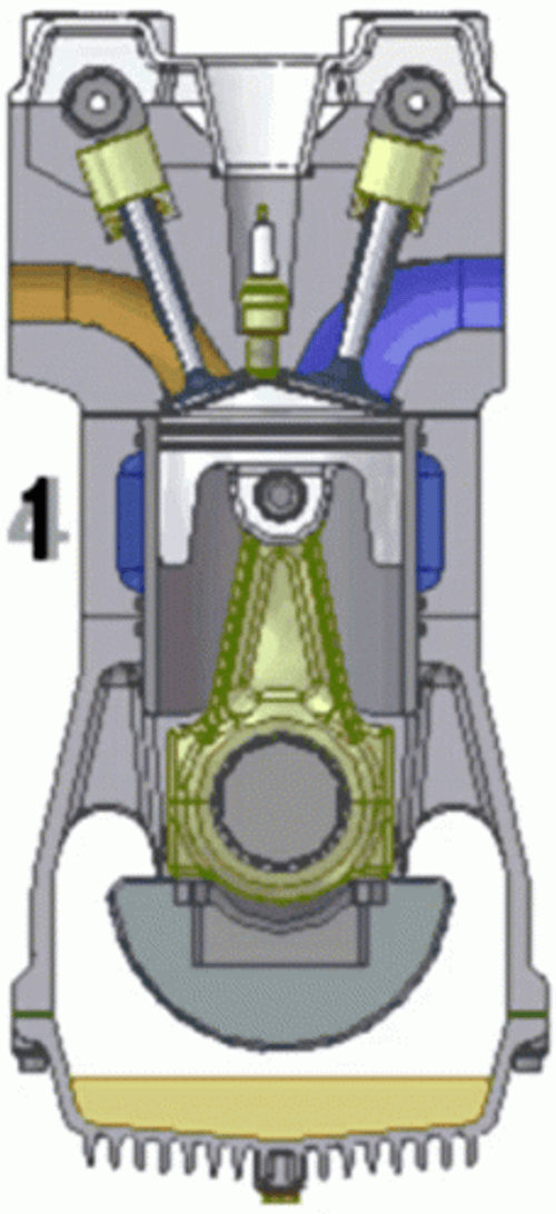 Spinning Four Stroke Engine Animation GIF