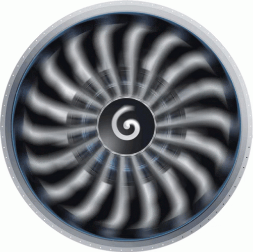 Spinning GE9X Turbo Jet Engine GIF