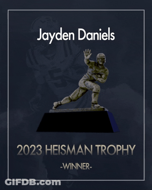 Spinning Heisman Trophy Jayden Daniels GIF