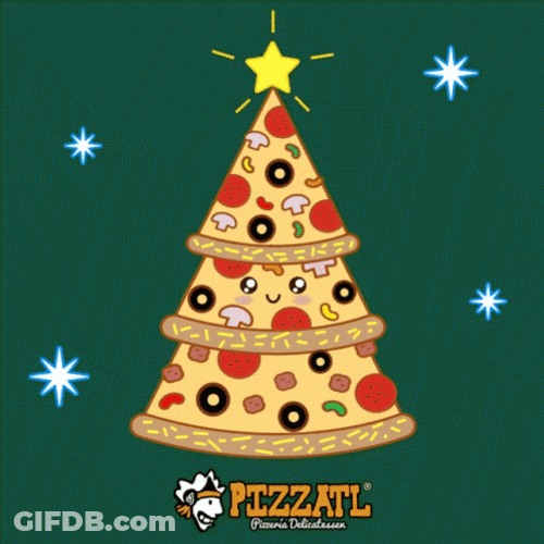 Spinning Pizza Christmas Tree GIF