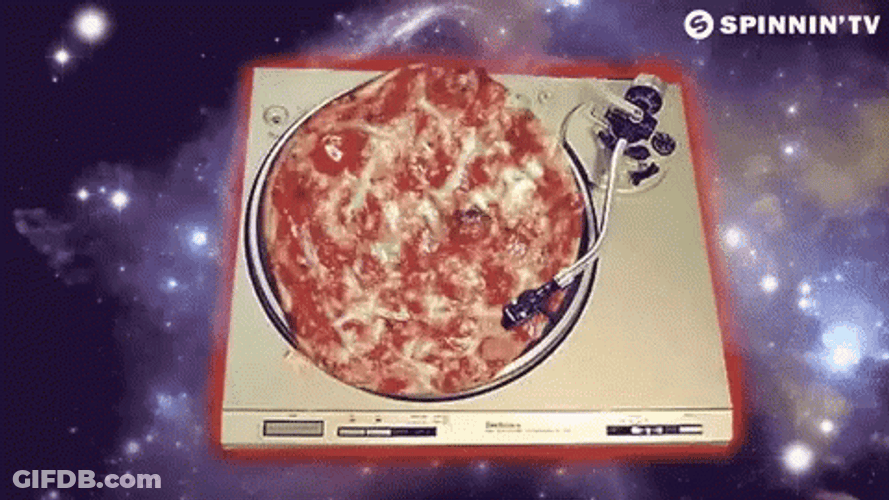 Spinning Pizza Disk On The Space GIF