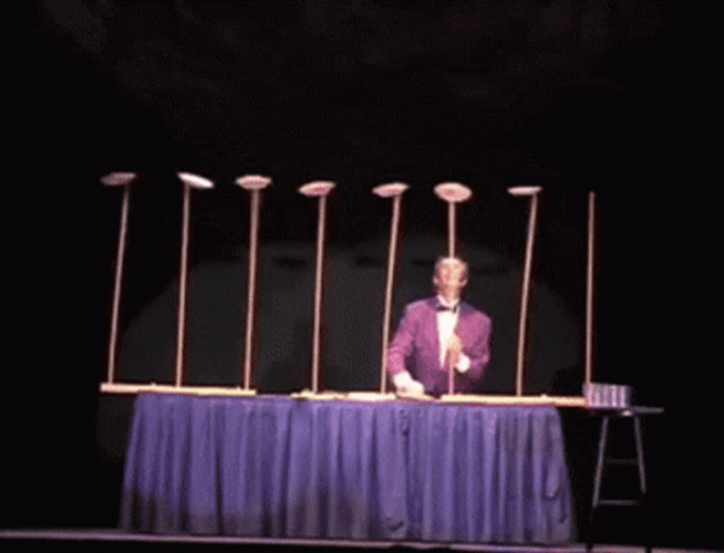 Spinning Plates On Sticks Show GIF