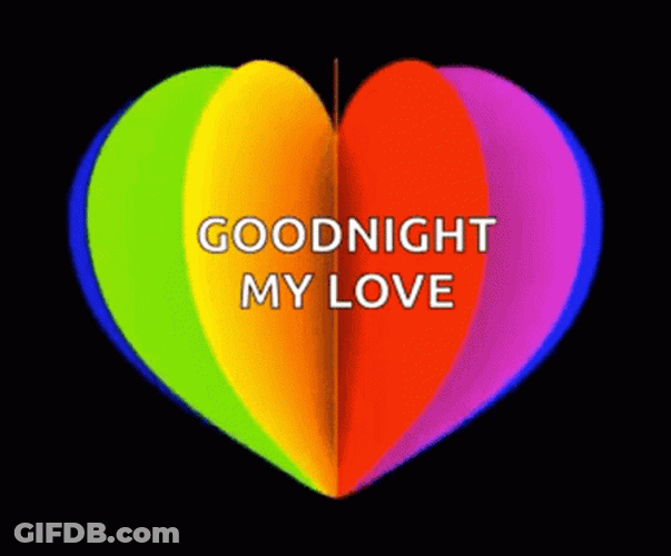 Spinning Rainbow Heart Good Night My Love GIF