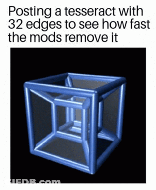 Spinning Tesseract Black Background GIF