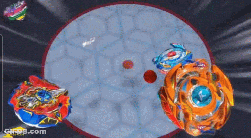 Spinning Tops Fighting On Checkered Board Geraroid GIF
