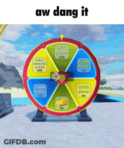 Spinning Wheel Saying Aw Dang It GIF