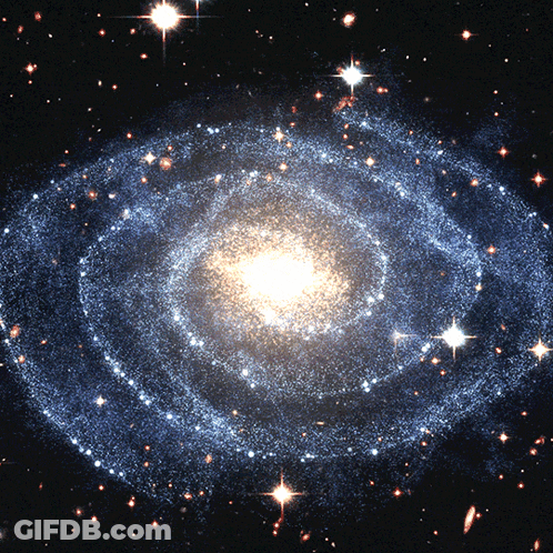 Spiral Galaxy With Bright Star GIF