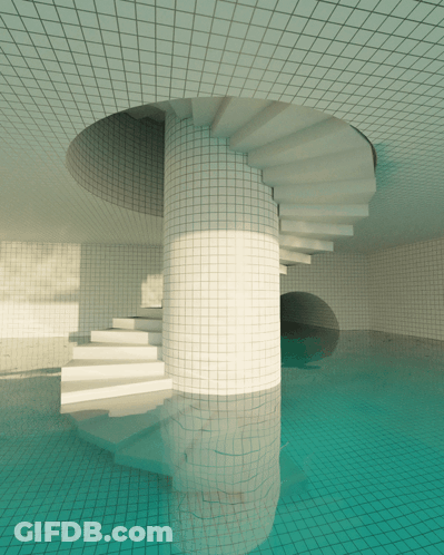 Spiral Staircase In A Pool GIF