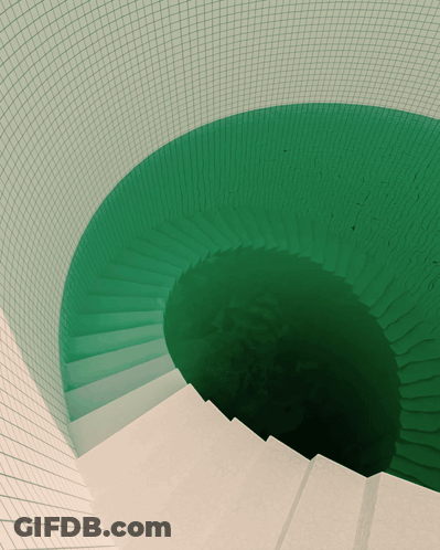 Spiral Staircase With Green Tiled Wall And Steps GIF