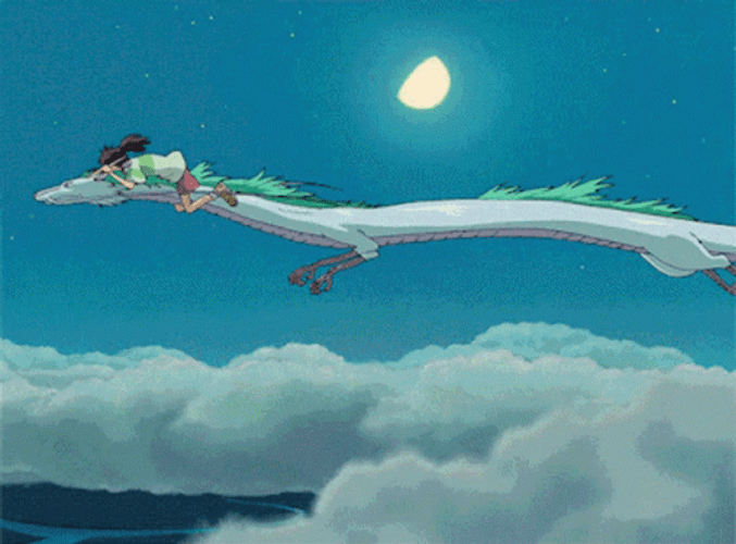 Spirited Away Chihiro Haku Flying GIF