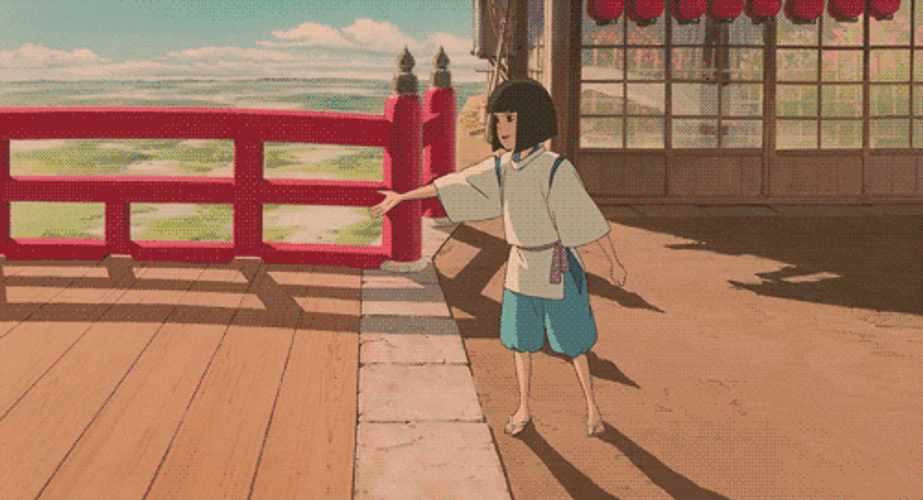 Spirited Away Chihiro Haku Running GIF