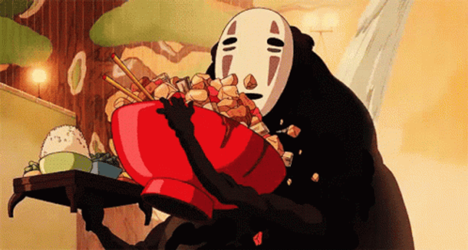 Spirited Away No-Face Eating GIF