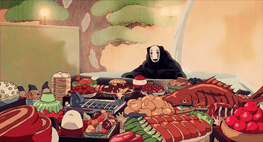 Spirited Away No Face Feast GIF
