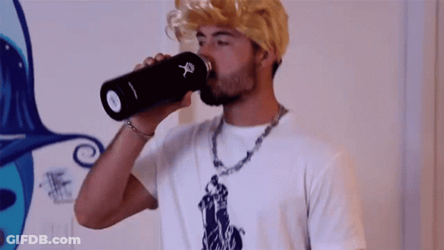 Spit Water Blonde Wig Guy GIF