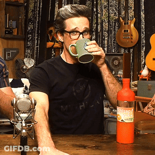 Spit Water Man Drinking Coffee Laughing Hard GIF