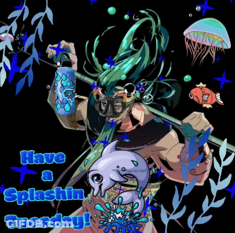 Splashin Tuesday Scuba Diver And Dolphin GIF