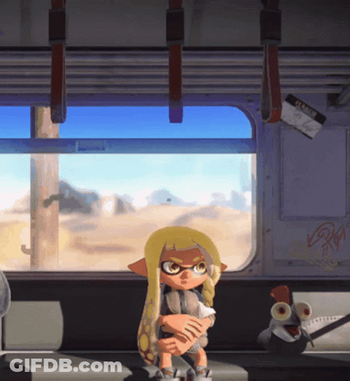 Splatoon Agent 3 Riding Train GIF