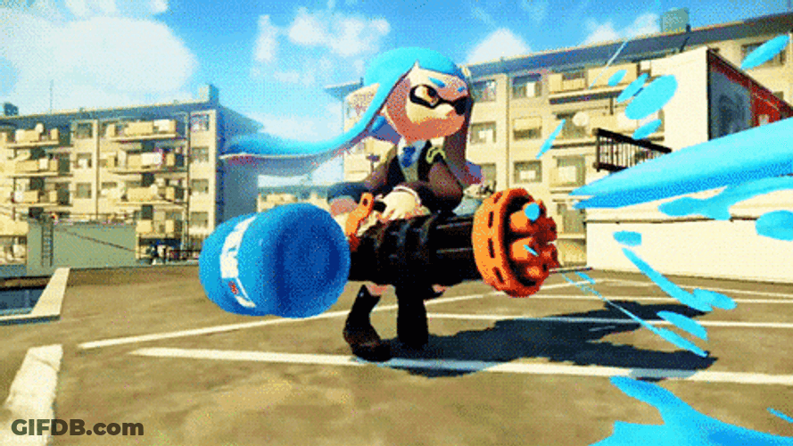 Splatoon Heavy Splatting Blue Paint GIF