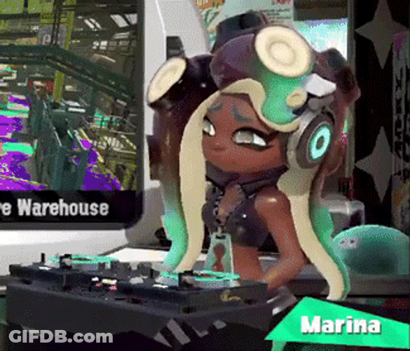 Splatoon Marina Ida DJ Playing Music GIF