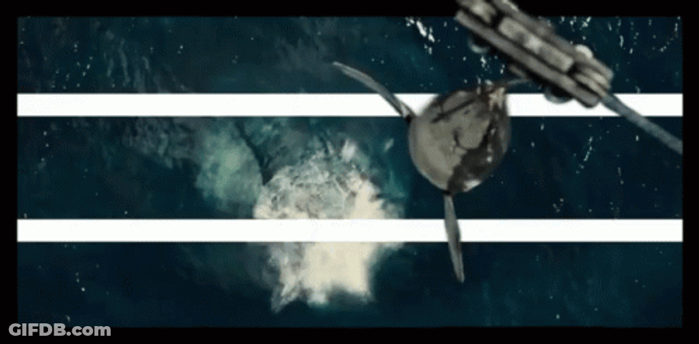 Split Depth Mosasaurus Eating Tuna GIF