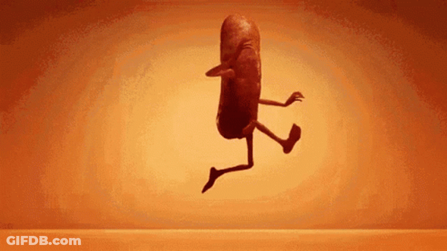 Splitting And Dancing Sausage GIF