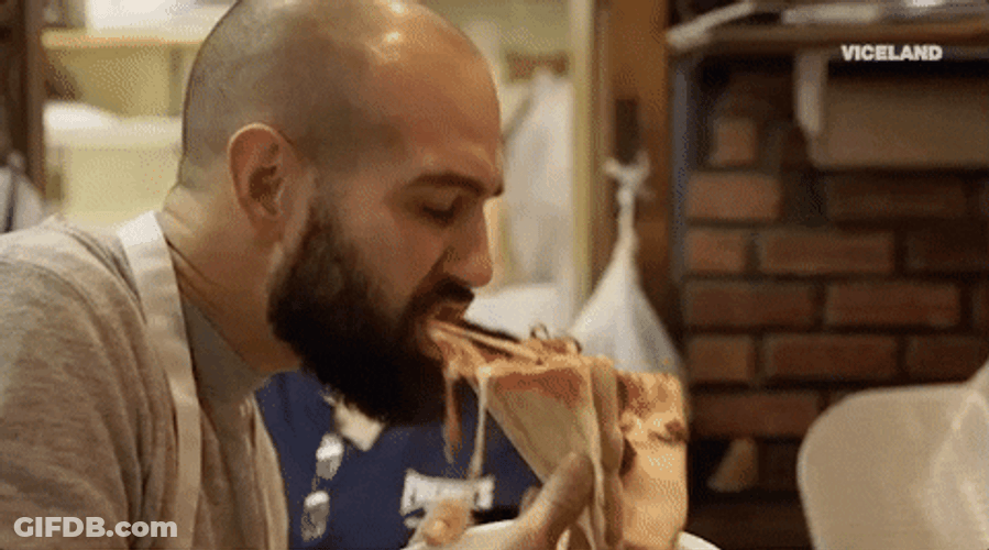 Splurging To A Cheesy Pizza GIF
