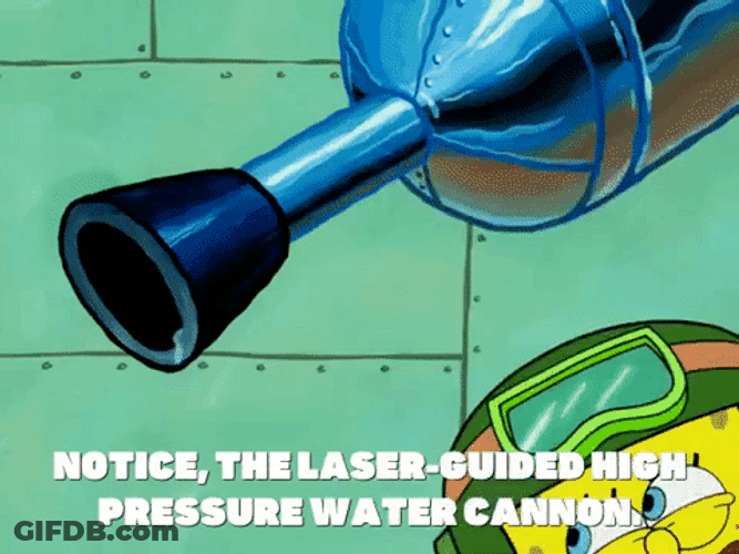 Sponge Bob Near Fire Hose GIF