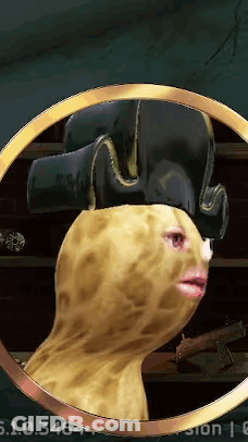 Sponge In Pirate Hat With Gold Circle GIF