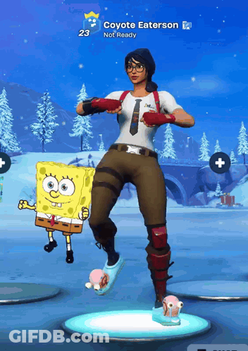 Spongebob And Coyote Eaterson Are Dancing In A Game GIF