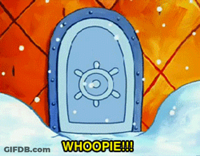 Spongebob And Gary Enjoying Snow Day GIF