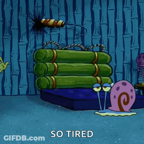 SpongeBob And Gary Tired GIF