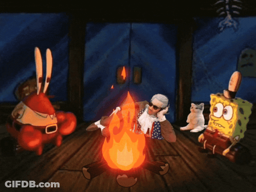 SpongeBob And Krabby Krabs Around Campfire GIF