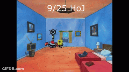 SpongeBob And Krabby Krabs In Room With Date 9/25 Hoj GIF
