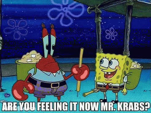 Spongebob And Mr. Krabs From Spongebob Squarepants Are Talking To Each Other GIF