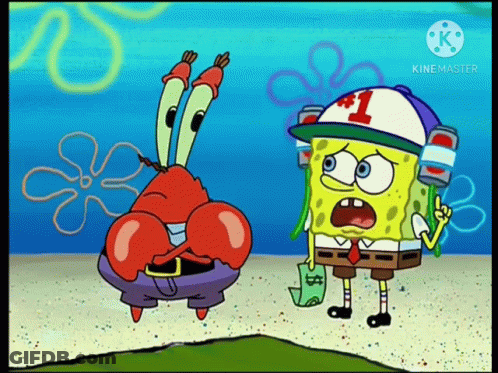 SpongeBob And Mr. Krabs Talking On Beach GIF