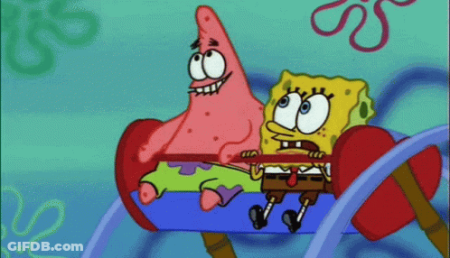 Spongebob And Patrick Are Sitting On A Chair GIF