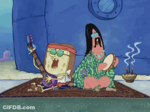 Spongebob And Patrick Are Sitting On A Rug Playing Instruments GIF