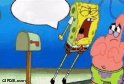 Spongebob And Patrick Are Standing Next To Each Other In Front Of A Mailbox And Talking To Each Other . GIF
