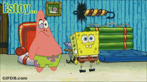 Spongebob And Patrick Are Standing Next To Each Other With The Word Estoy Above Them GIF