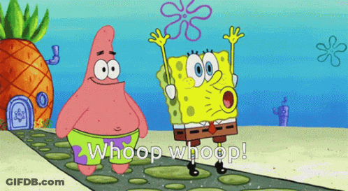 Spongebob And Patrick Are Standing Next To Each Other With The Words Whoop Whoop On The Bottom GIF