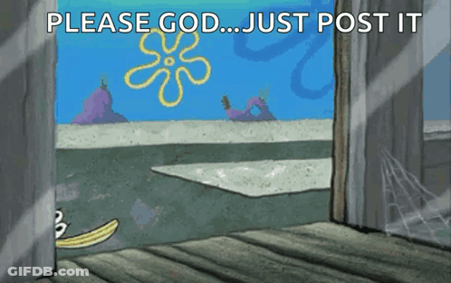 SpongeBob And Patrick Asking God To Just Post It GIF